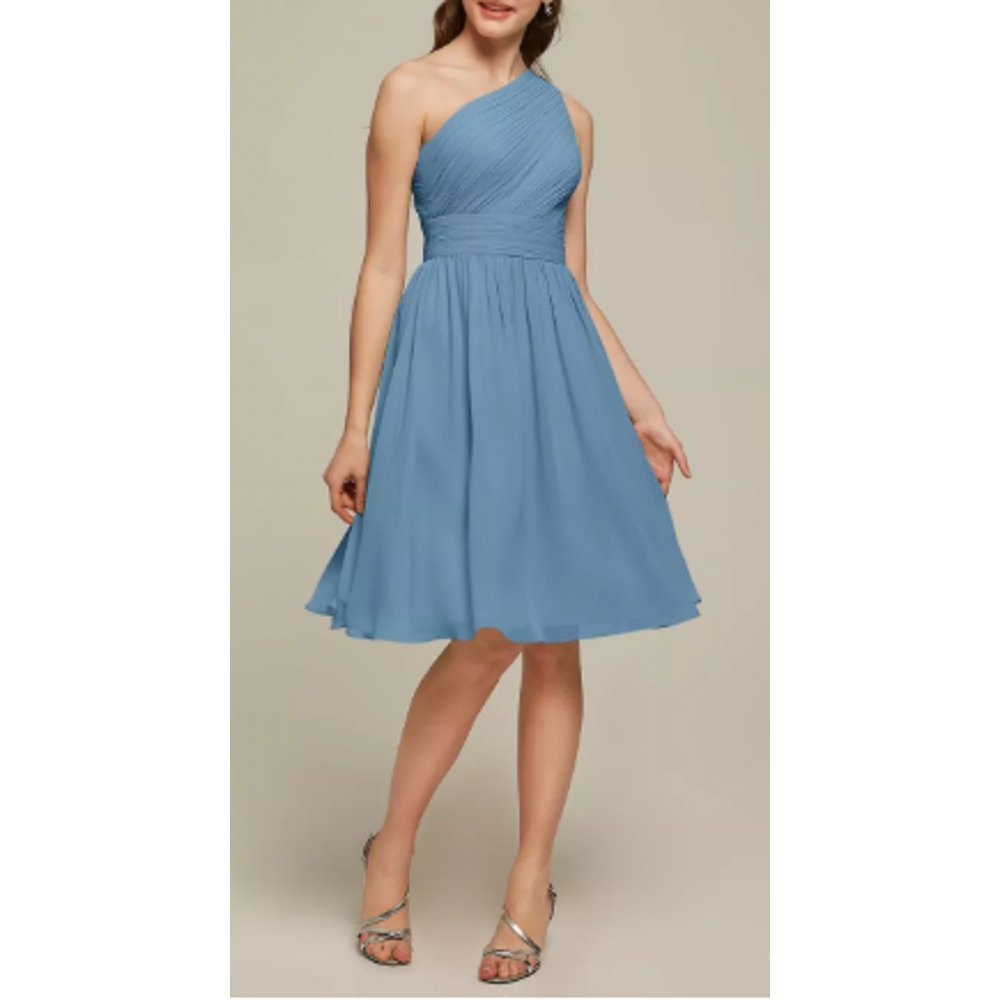 AW BRIDAL 2 XS dusty blue Elisha bridesmaid formal party knee dress NEW B80